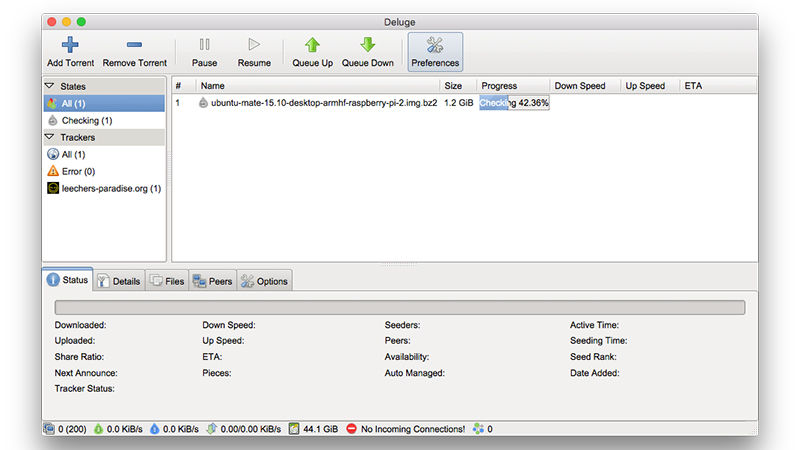Deluge client for Mac summary – uTorrent alternative.