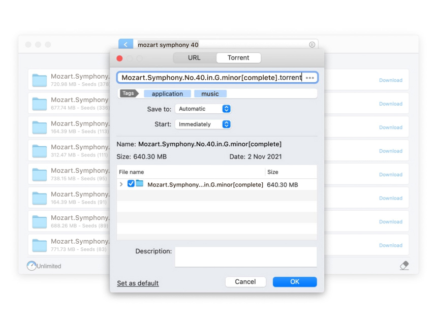 Free torrent client for Mac with additional options