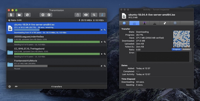 Transmission – uTorrent alternative for Catalina – highlights: