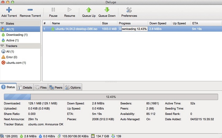 Deluge – uTorrent alternative for Catalina – highlights: