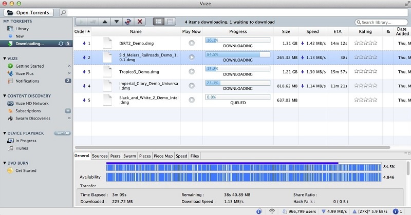Vuze – uTorrent alternative for Catalina – highlights: